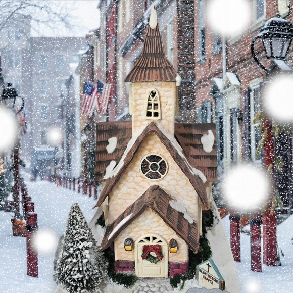 🎁 Silvestri Hearthstone Village "Hearthston Chapel" Holiday Christmas Vintage - Picture 1 of 15